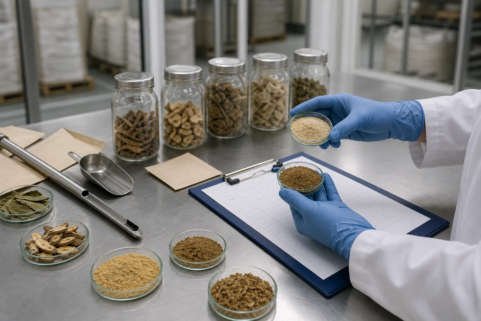 Botanical raw material and extract sample comparison