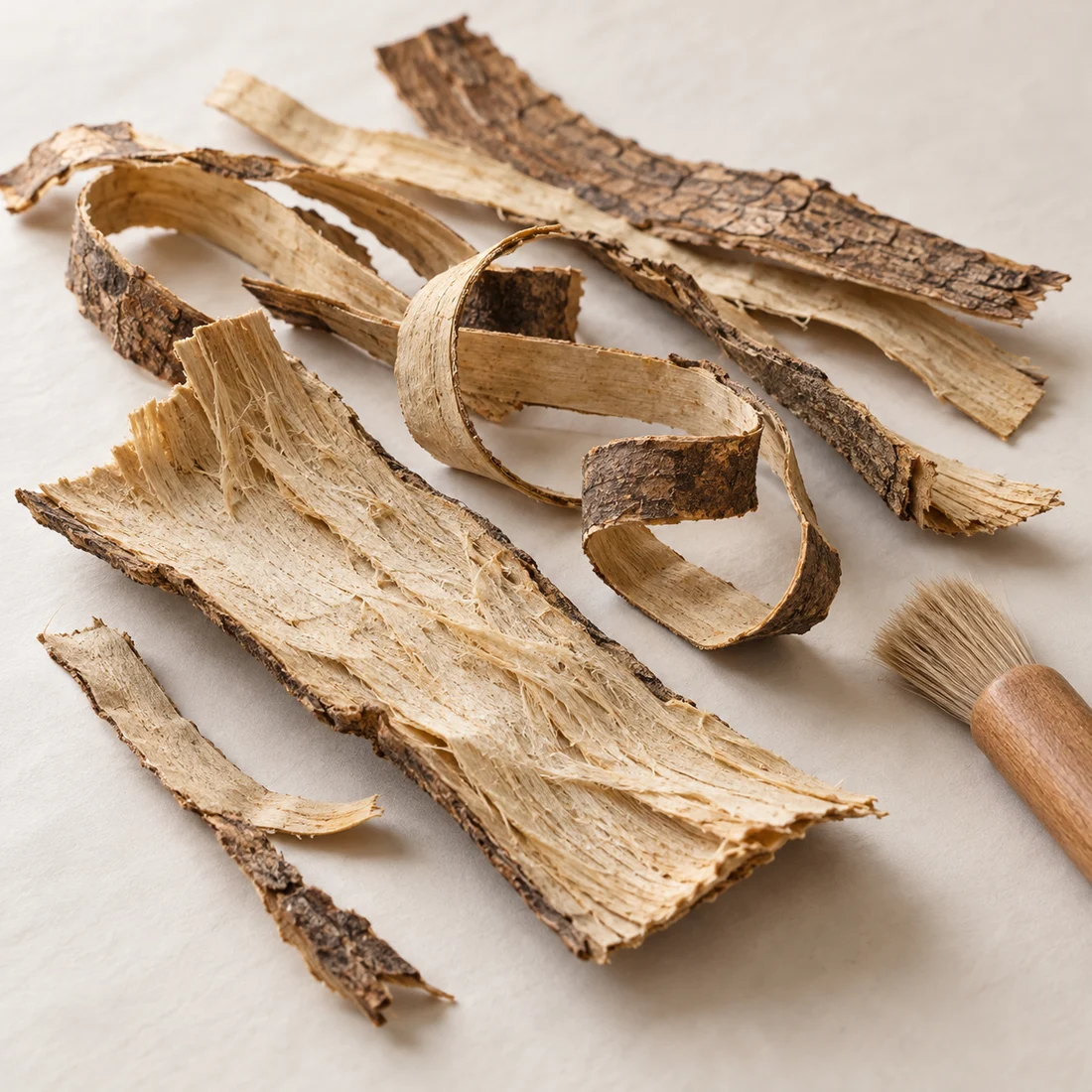 Eleuthero root-bark layer and fibrous texture context