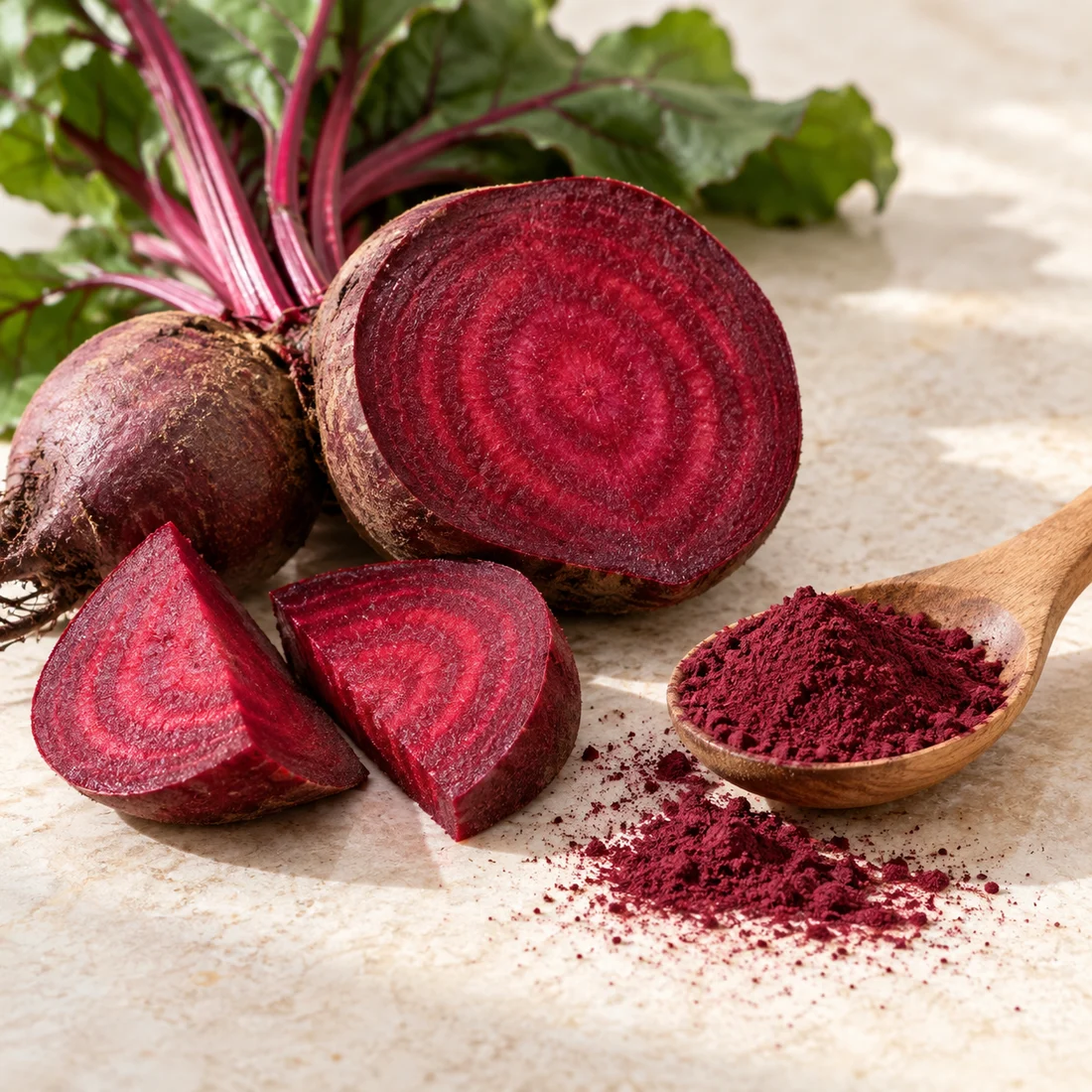 Beetroot input and powder-form context