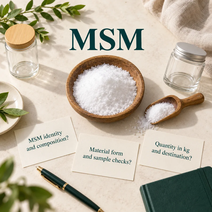 MSM B2B ingredient procurement questions