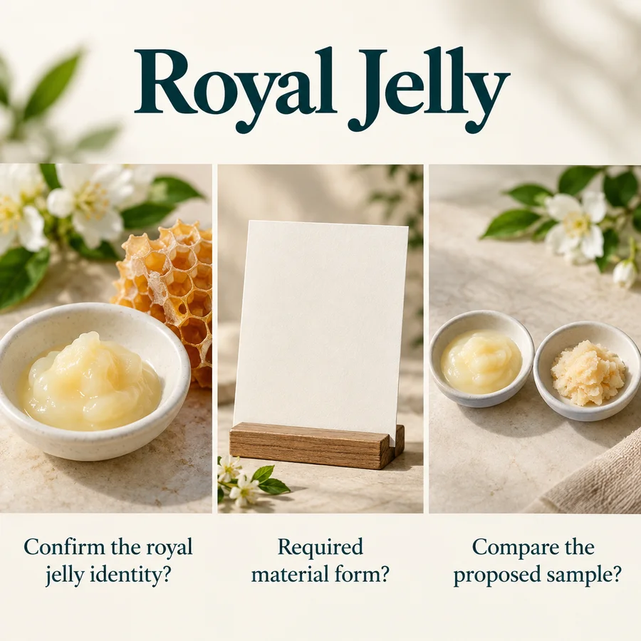 Royal Jelly source, material and sample discussion