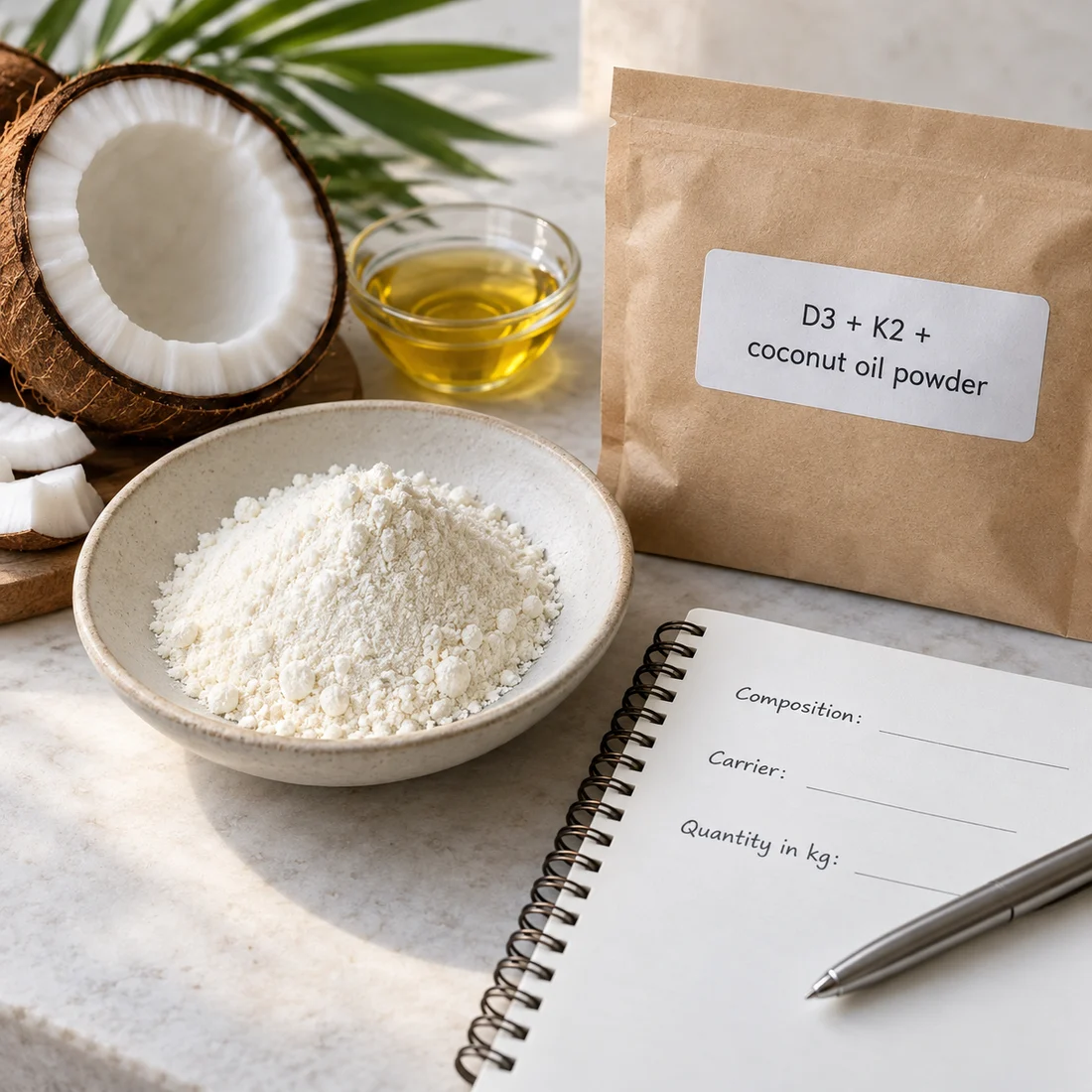 Vitamin D3–K2 Coconut Oil Powder Blend ingredient sourcing