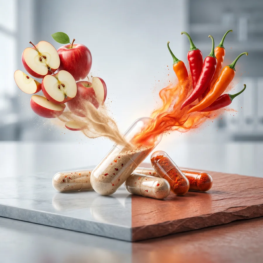 Downstream formulation context for apple cider vinegar powder cayenne fruit blend