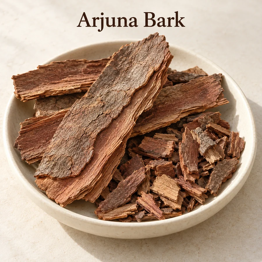 Arjuna bark strips and chips ingredient marketing visual