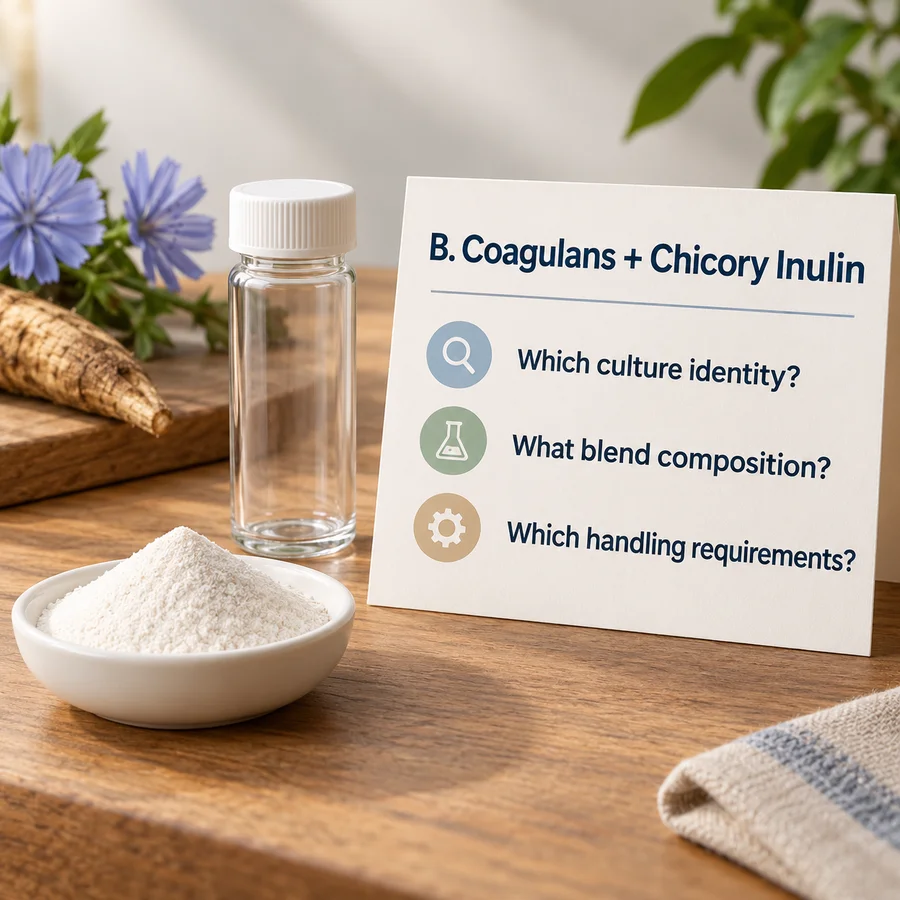 Composition and purchasing requirements for bacillus coagulans chicory inulin blend