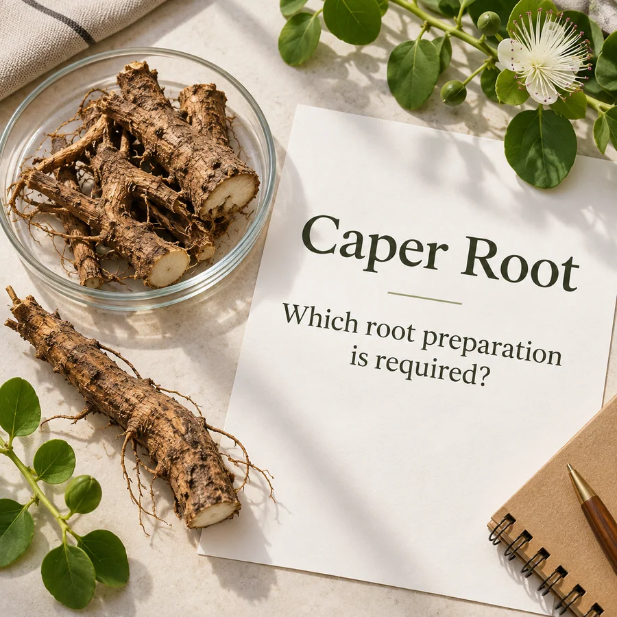 Root preparation discussion context for Caper Root sourcing