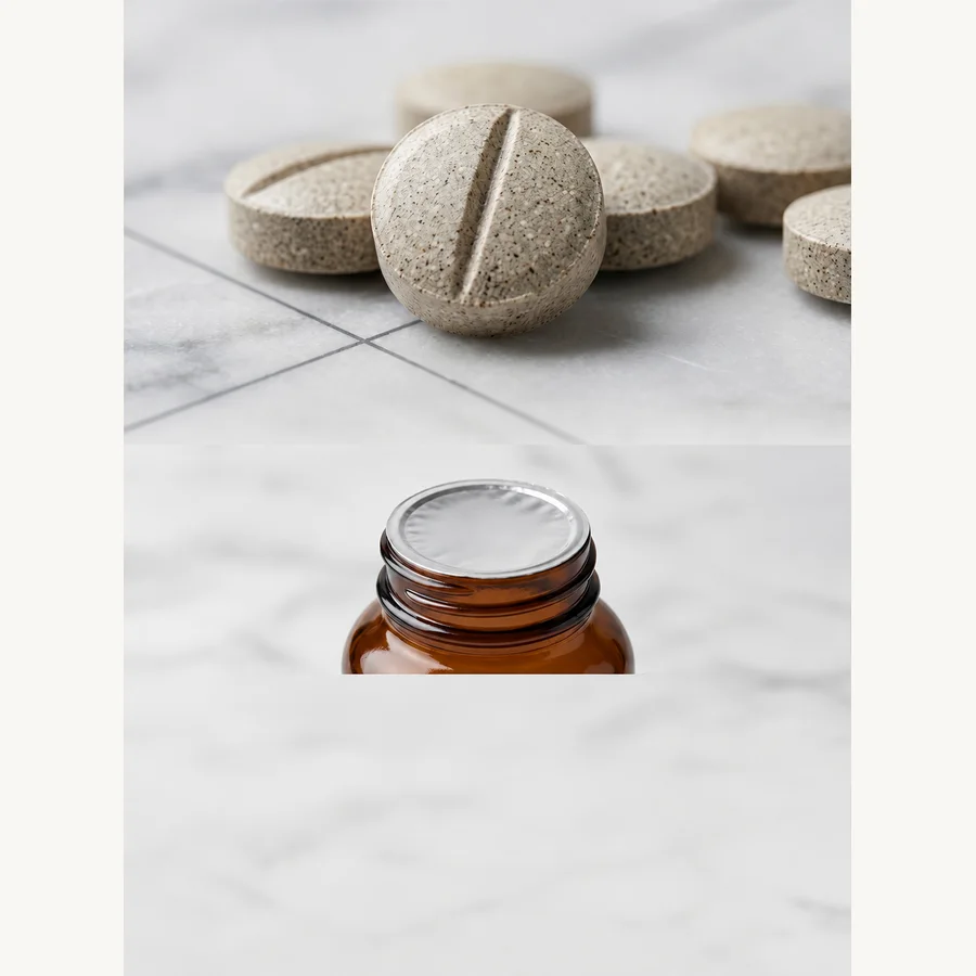Tablet-form and sample-container discussion for the lecithin and botanical blend