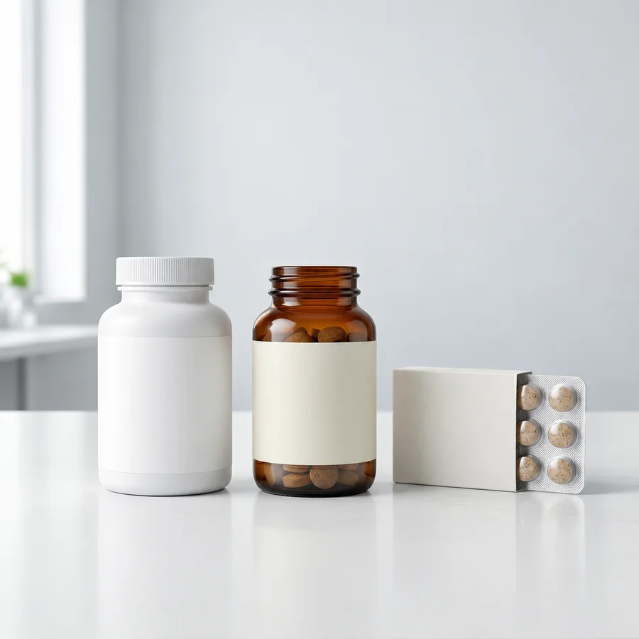 Blank sample-container and blister options for a lecithin blend procurement brief