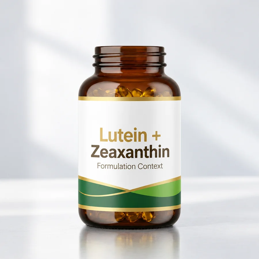 Downstream softgel packaging example for lutein and zeaxanthin formulation discussions.
