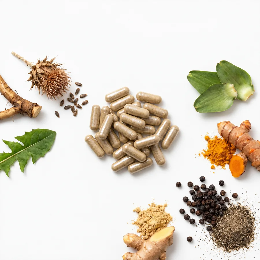 Botanical ingredient contexts for a milk thistle and five-botanical purchasing brief
