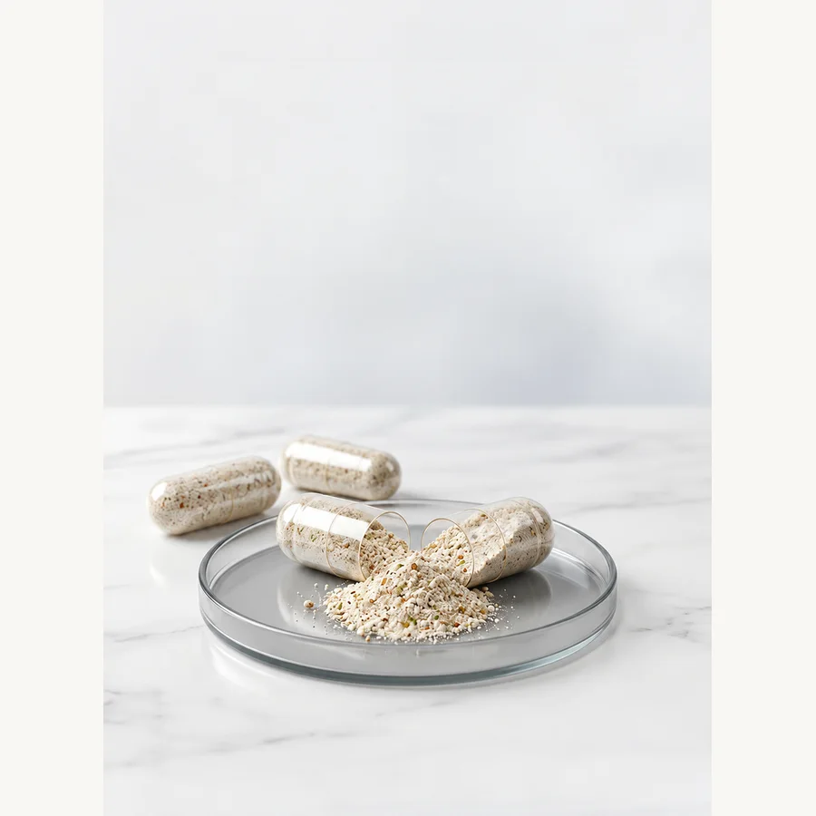 Powder and opened-capsule formulation discussion for the three-input blend