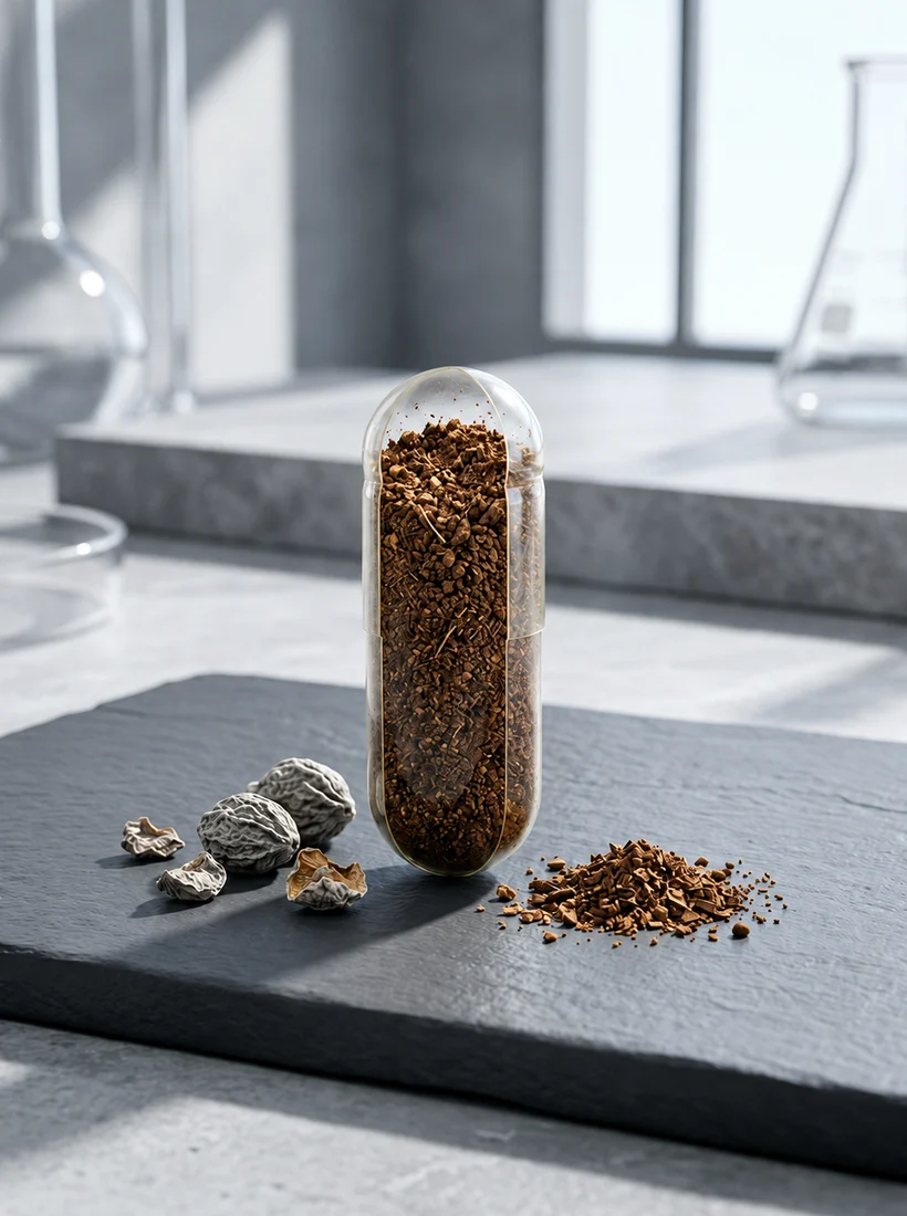 Triphala botanical material in a capsule-formulation context