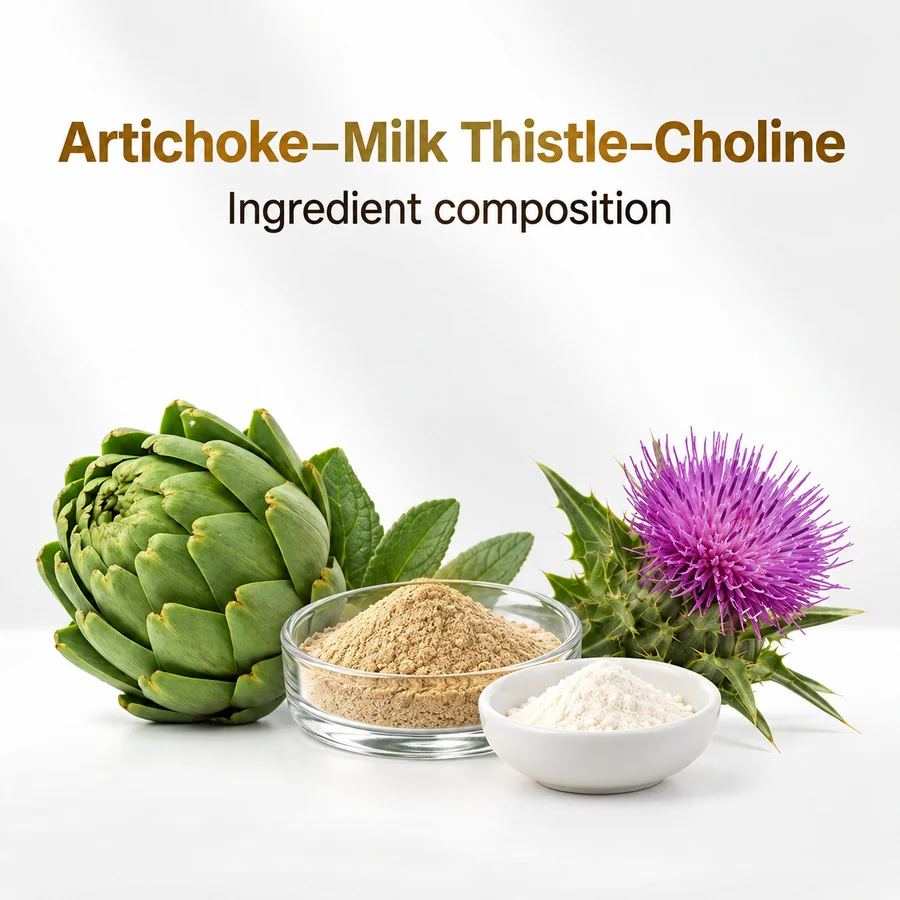 Artichoke and milk-thistle source plants with conceptual ingredient dishes for the choline blend