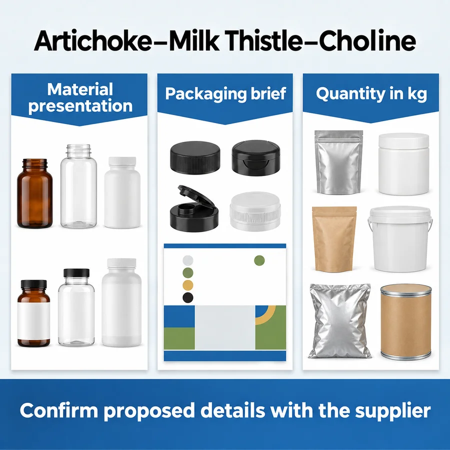 Packaging and quantity discussion concepts for the artichoke, milk-thistle and choline blend