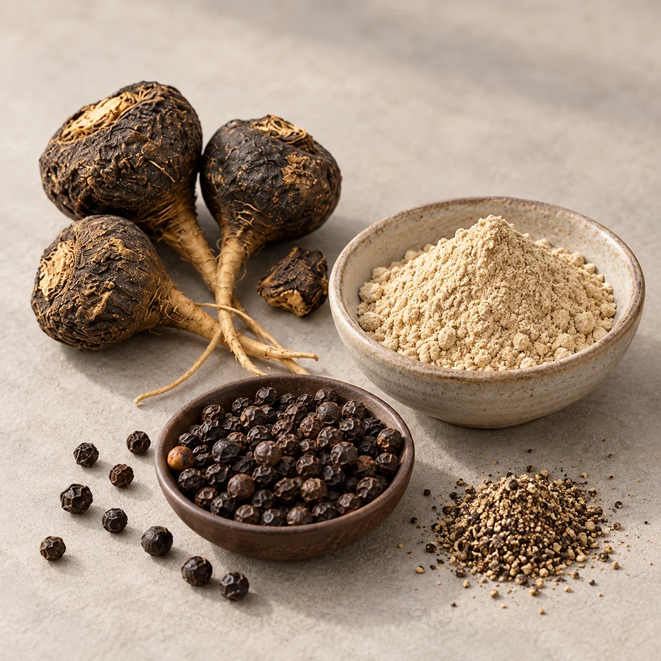 Black Maca–Ashwagandha–Black Pepper Blend ingredient input context