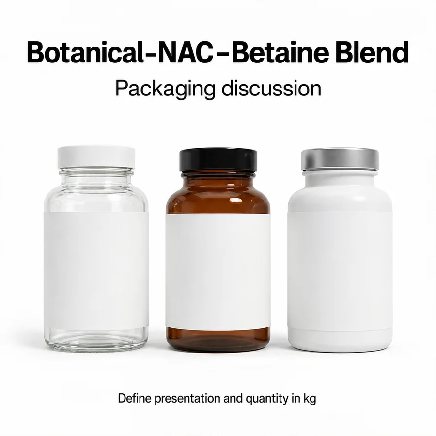 Unbranded packaging discussion concepts for the botanical, NAC and betaine blend