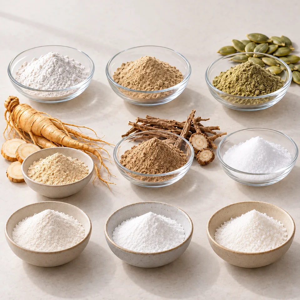 Nettle–Saw Palmetto–Ginseng–Pumpkin–Amino Acid–Zinc Blend ingredient input context