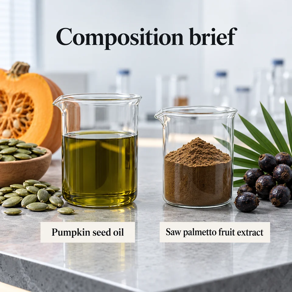 Pumpkin Seed Oil–Saw Palmetto Fruit Extract Blend composition input guide