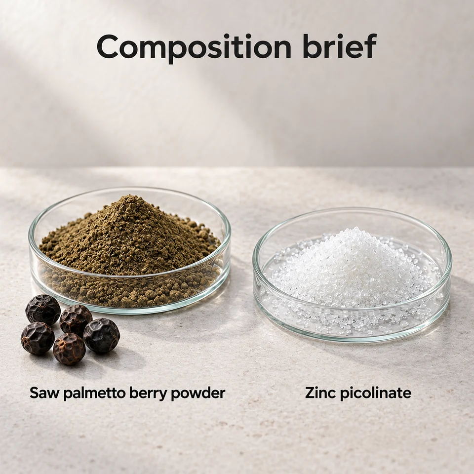 Saw Palmetto Berry Powder–Zinc Picolinate Blend composition input guide