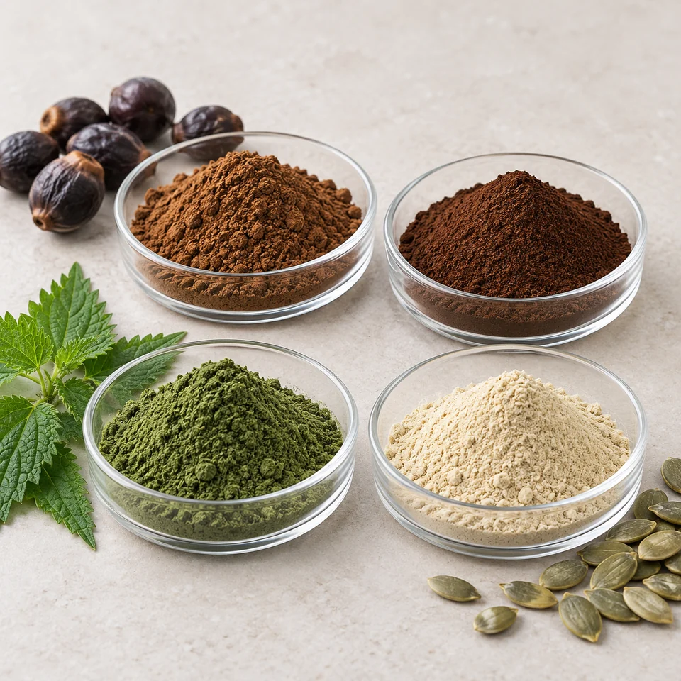 Saw Palmetto Powder–Extract–Nettle Leaf–Pumpkin Blend ingredient input context