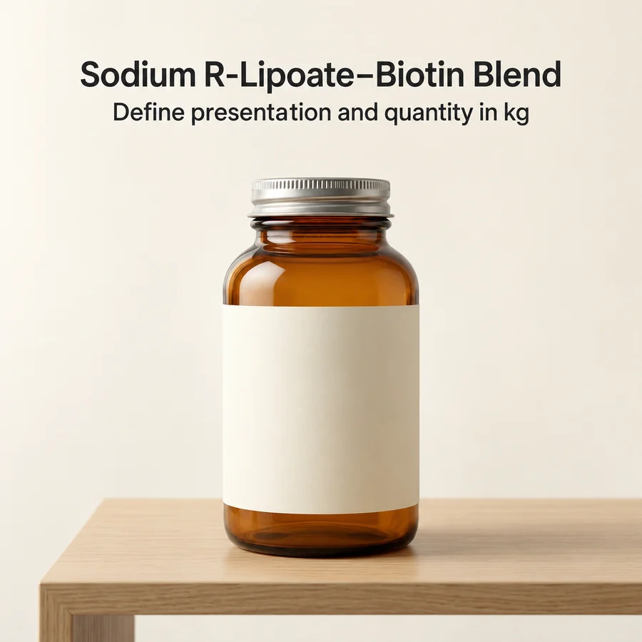 Packaging discussion context for sodium r lipoate biotin blend