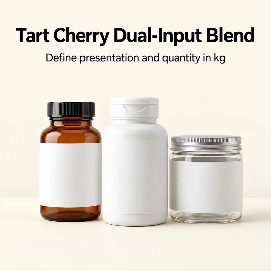 Unbranded packaging discussion for tart cherry extract juice concentrate blend