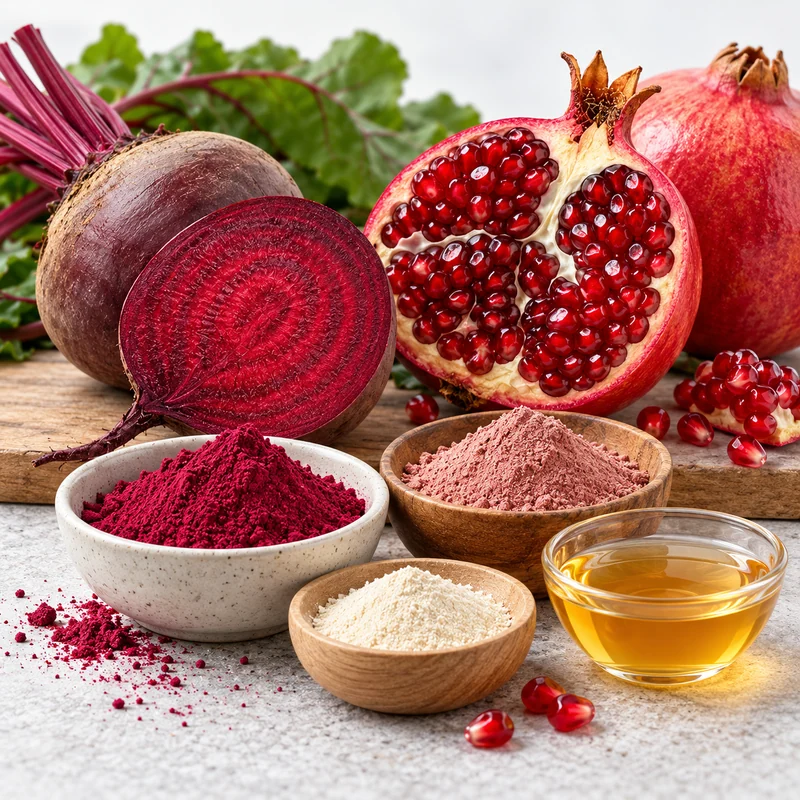 Ingredient sample presentation for ACV–Pomegranate–Beet–B-Vitamin Ingredient Blend