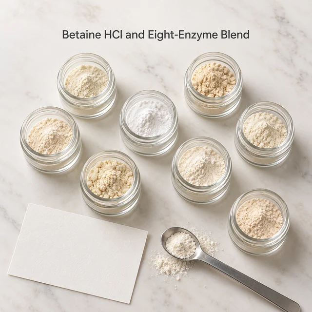 Betaine Hydrochloride and Eight-Enzyme Blend — sample and packaging planning