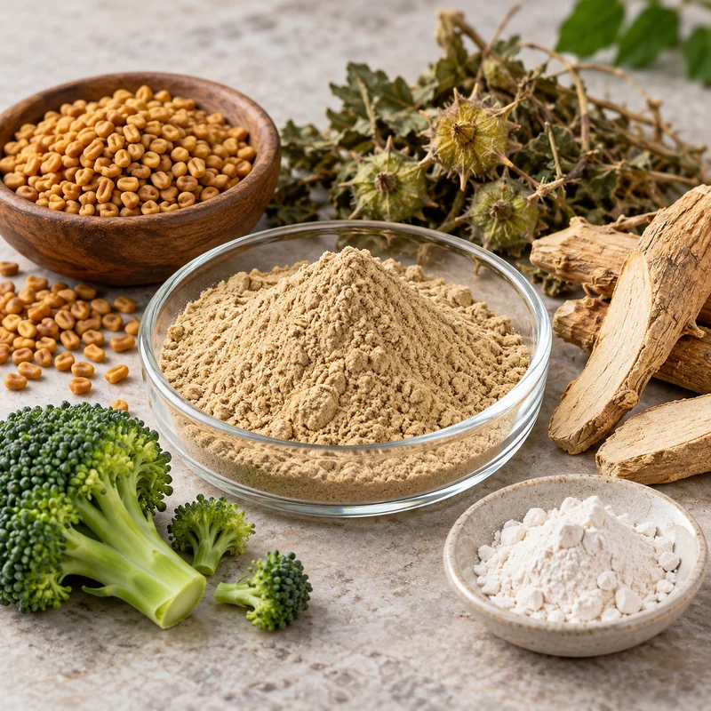Ingredient sample presentation for Fenugreek–Tribulus–Tongkat–Mineral Blend