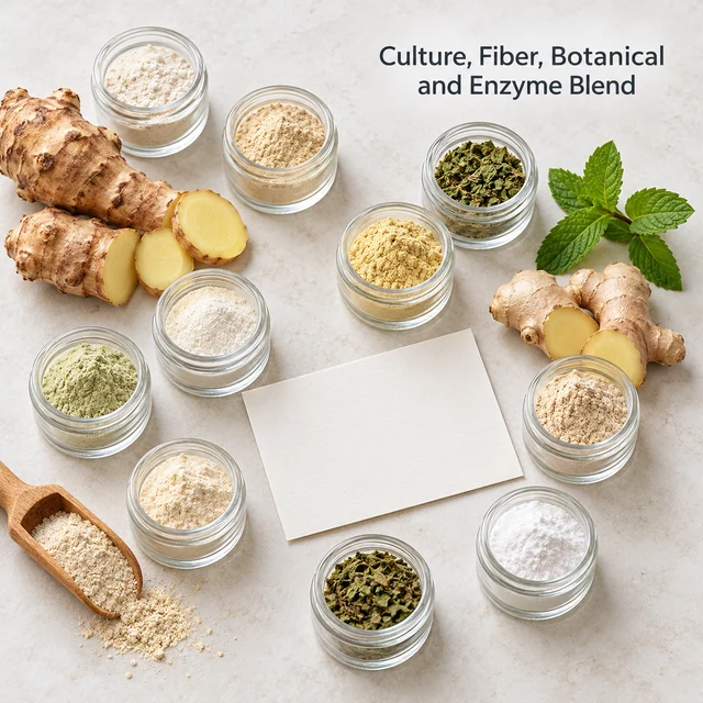 Four-Bacillus, Fiber, Botanical and Enzyme Blend — sample and packaging planning