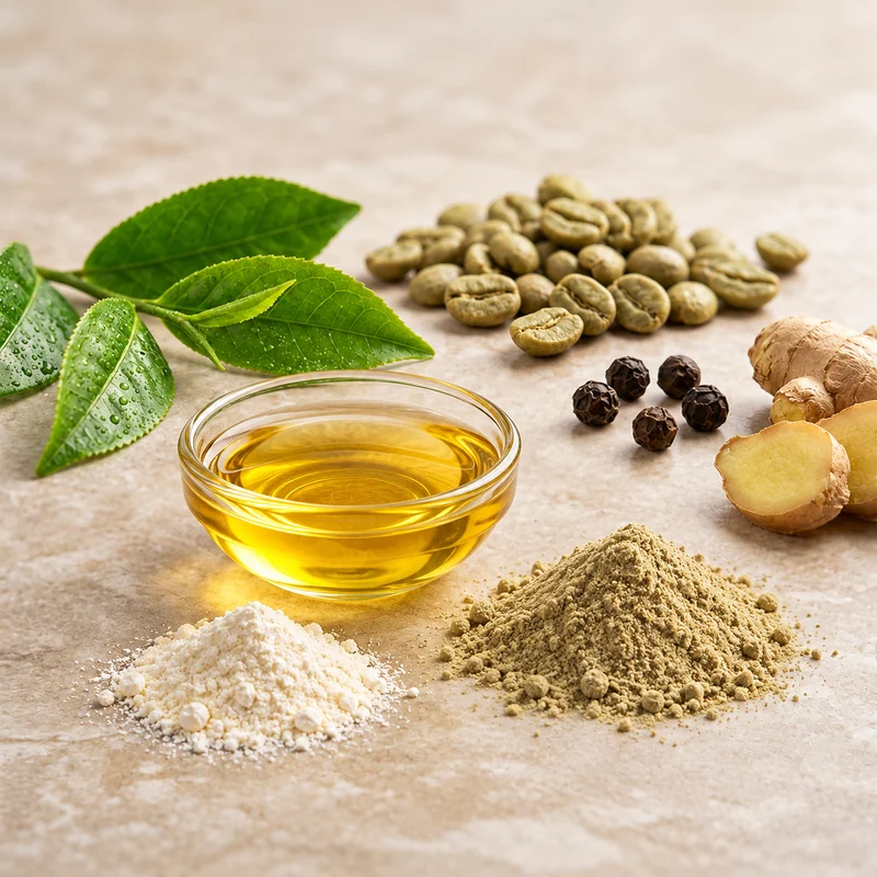 Ingredient sample presentation for Green Tea–Fish Oil–Caffeine Ingredient Blend