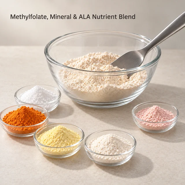 Methylfolate–Citrate–Bisglycinate–ALA Nutrient Blend — formulation context