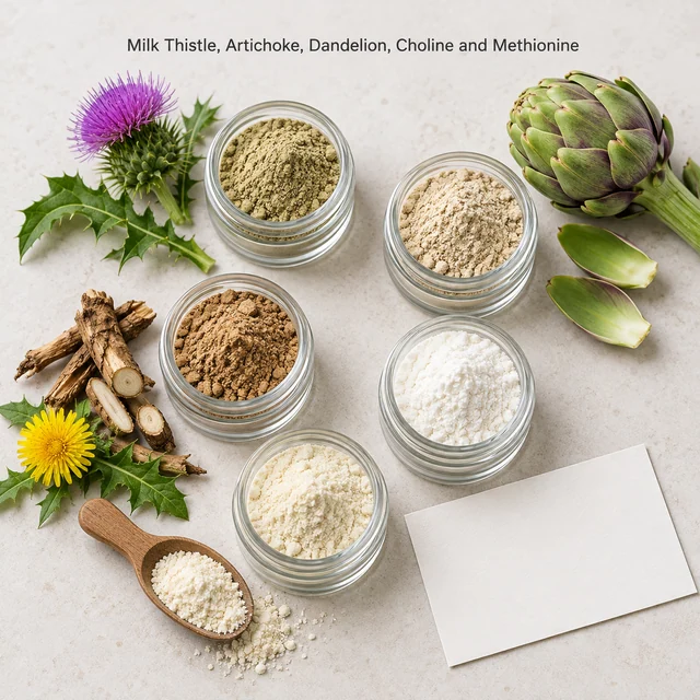 Milk Thistle, Artichoke, Dandelion, Choline and Methionine — sample and packaging planning
