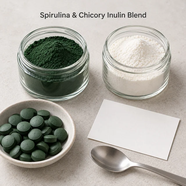 Spirulina–Chicory Inulin Ingredient Blend — sample and packaging planning