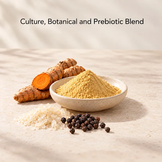Three-Culture, Botanical and Four-Prebiotic Blend — ingredient composition visual