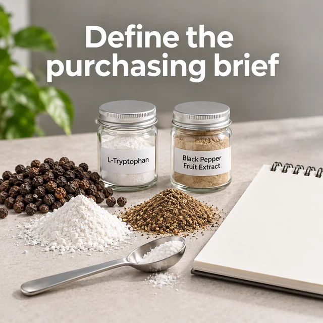 L-Tryptophan & Black Pepper Fruit Extract Blend — sample and packaging planning