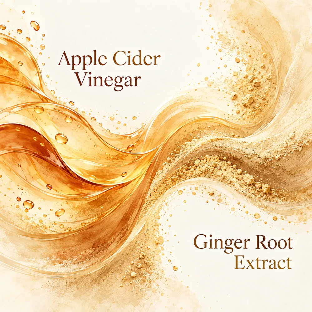Apple Cider Vinegar–Ginger Root Extract Preparation ingredient composition concept