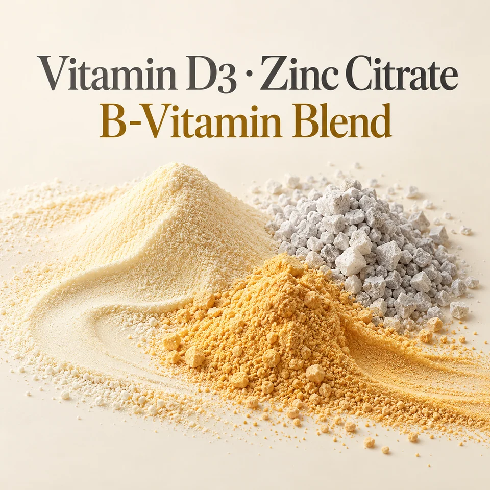 Cholecalciferol–Zinc Citrate–B-Vitamin Blend — ingredient composition concept