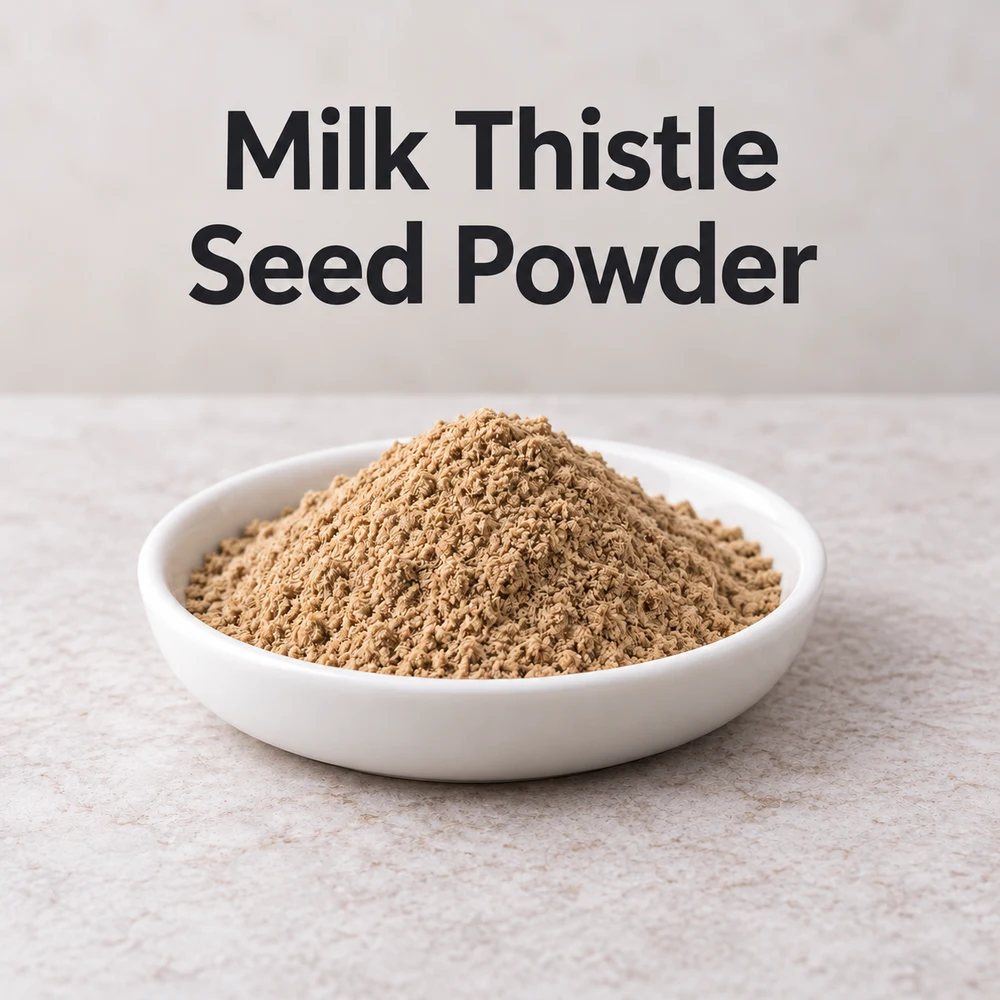 Milk Thistle Seed Powder conceptual ingredient-powder view.
