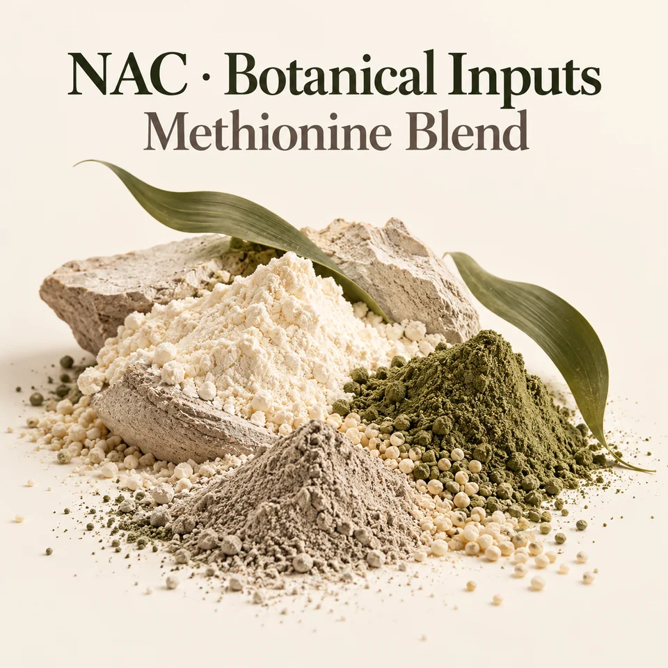 NAC–Milk Thistle Seed–Botanical–Methionine Blend — ingredient composition concept