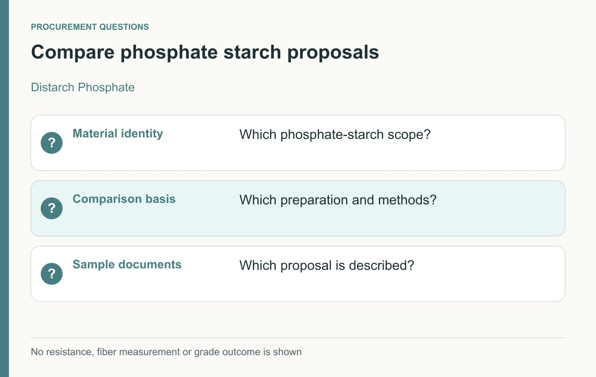 Distarch phosphate declaration, comparison and sample-document enquiry questions