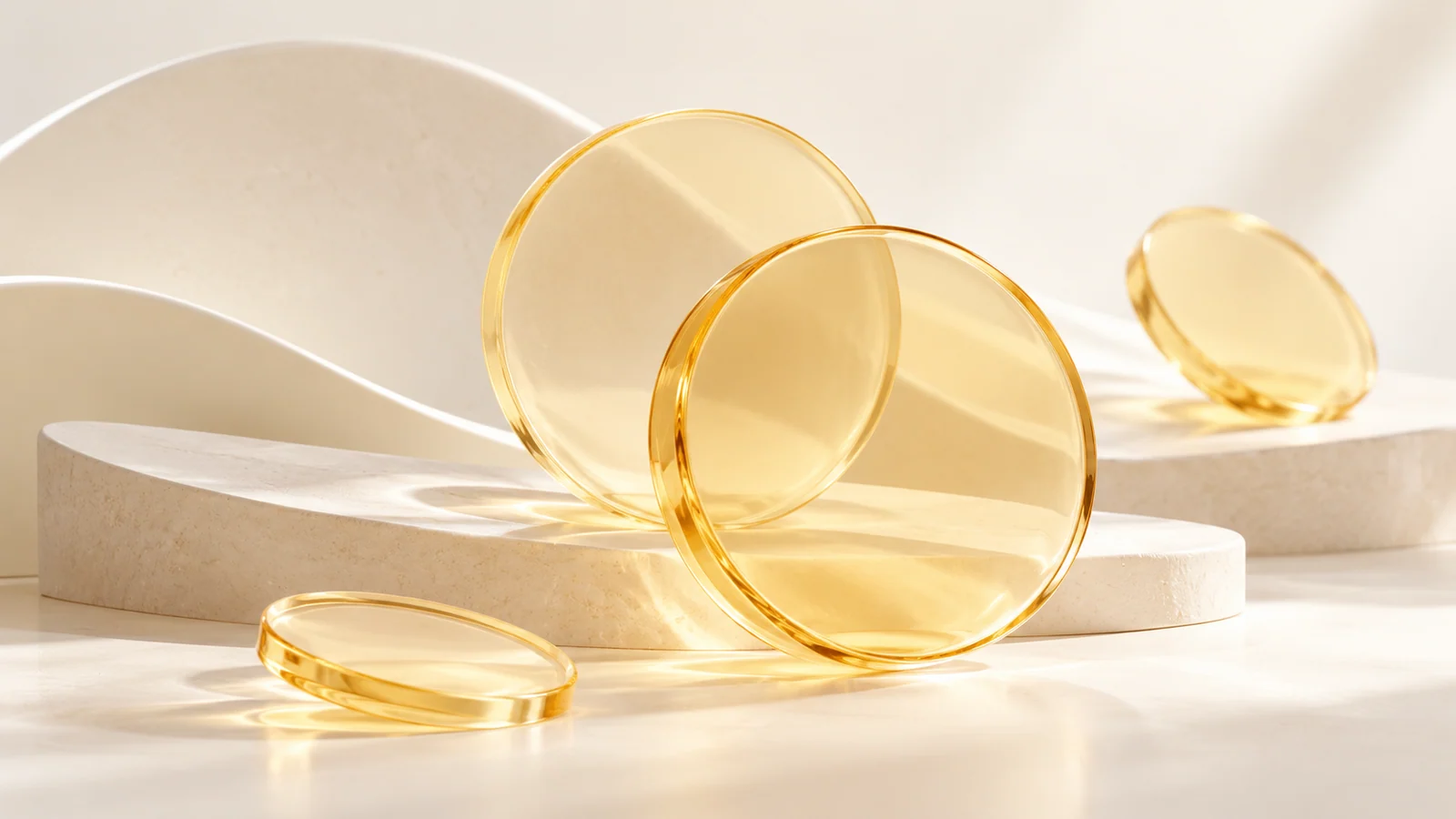 Hydrophilic sucrose fatty-acid ester sourcing concept with separated ivory and amber textures
