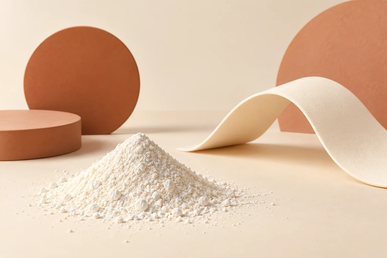 Starch sodium octenylsuccinate sourcing concept with separate circular and ribbon forms