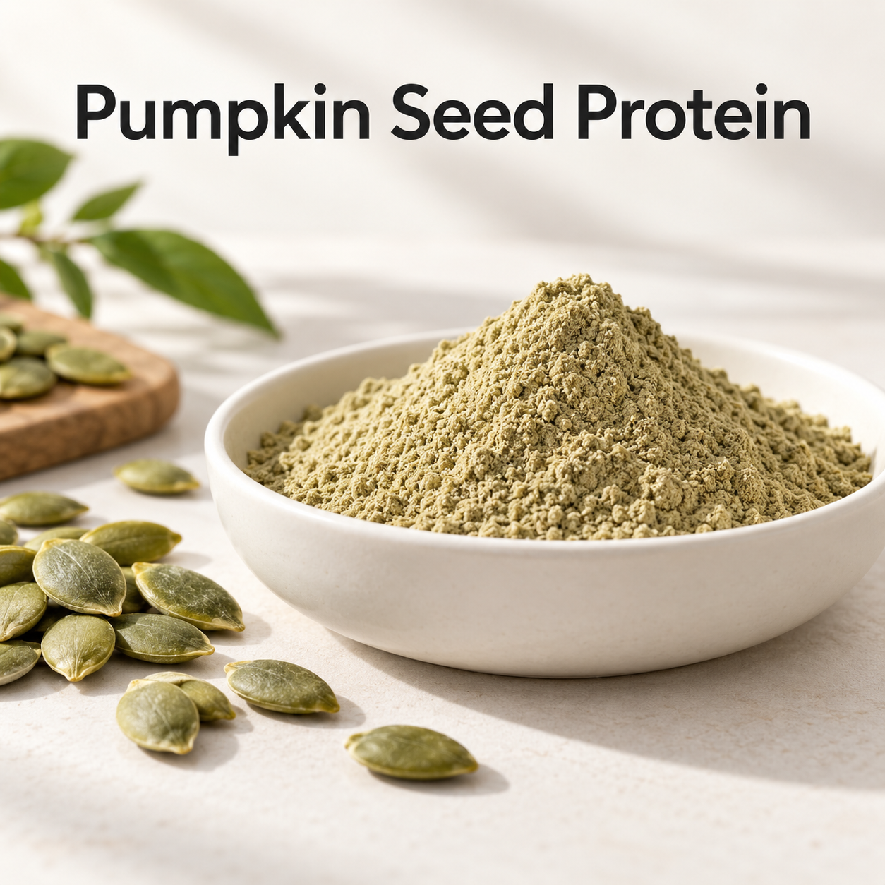 Pumpkin Seed Protein ingredient visual with powder and seed kernels