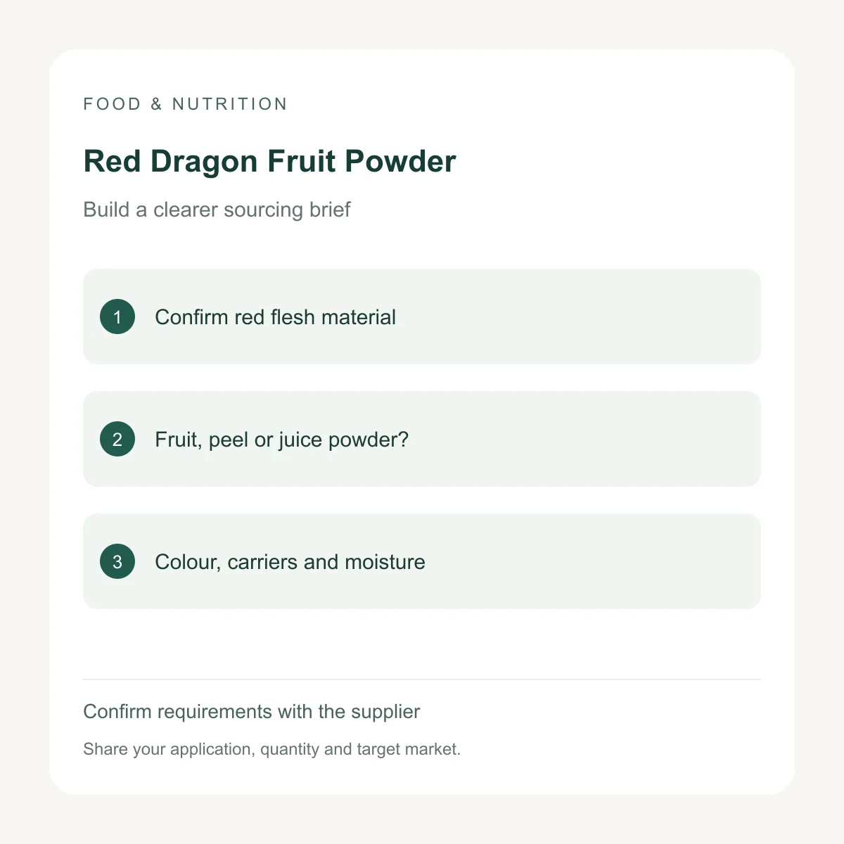 Red Dragon Fruit Powder procurement inputs to confirm