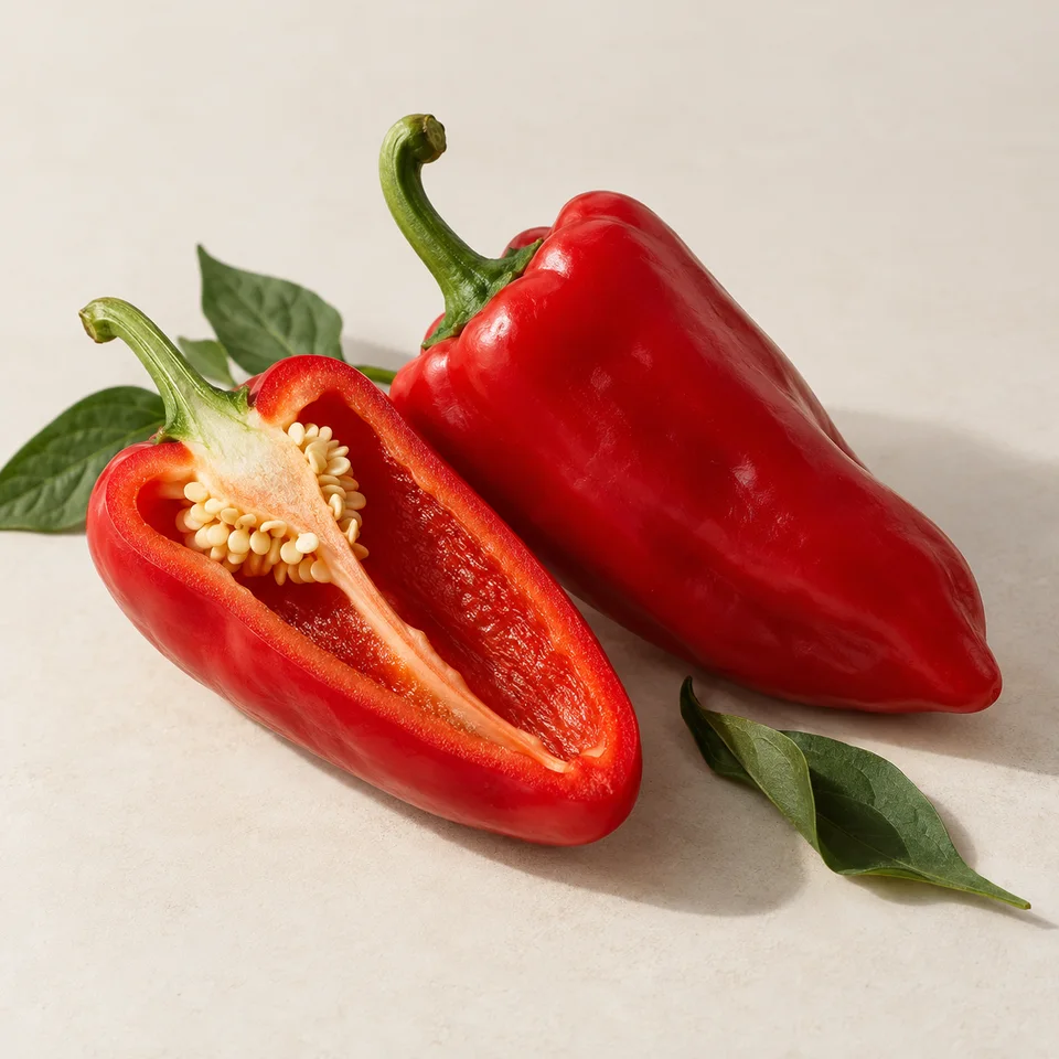 Ripe red pepper botanical source context