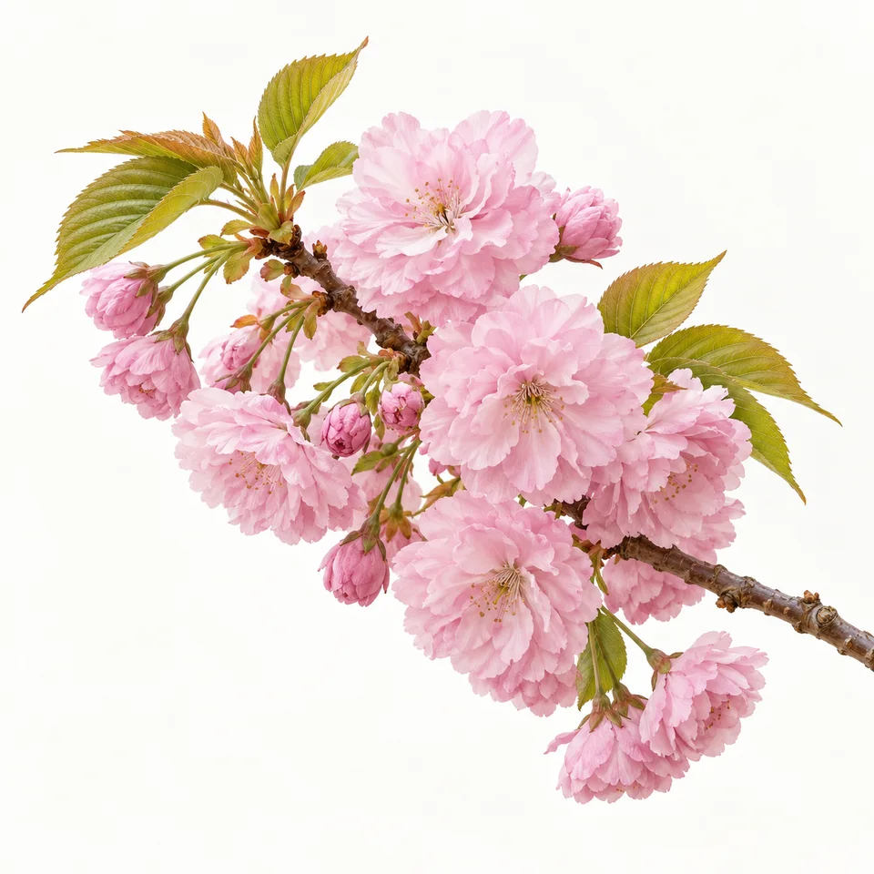 Double pink cherry blossoms as source context