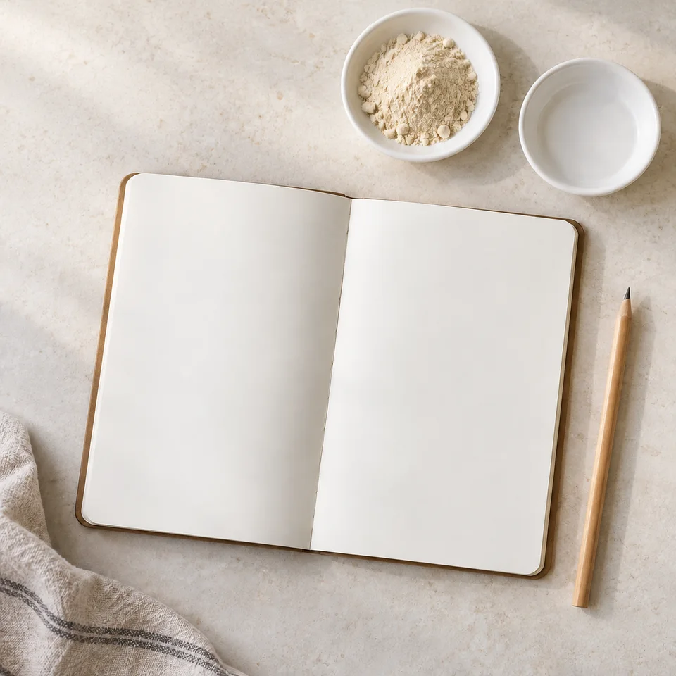 Blank notebook and powder dish for Sweet Tea Extract procurement planning