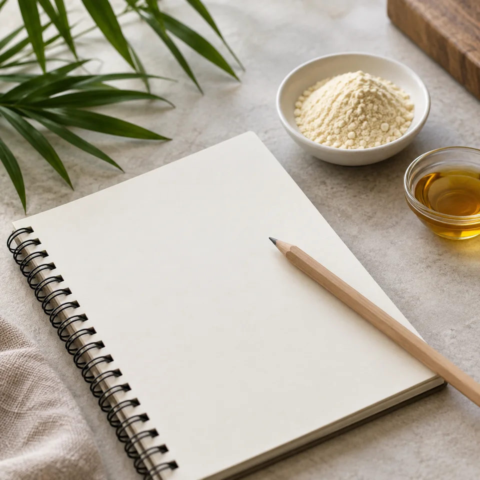 Blank notebook for planning a Tocotrienols ingredient sourcing brief