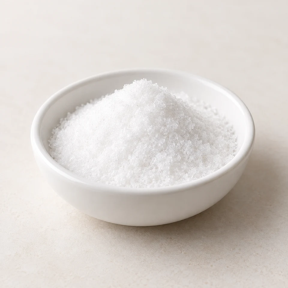 White crystalline material presentation for Raspberry Ketone sourcing